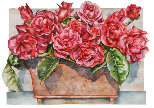 Hot Cocoa rose watercolor