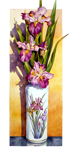 Louisiana Iris Watercolor Still Life