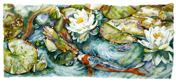 Watercolor of koi, Olivia