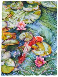 Afternoon Frolic, koi watercolor print by Sally Robertson