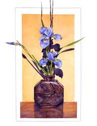 Siberian Iris in Bronze Art Deco Vase