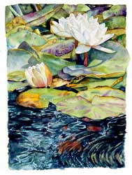 Water Lily Trio print by Sally Robertson