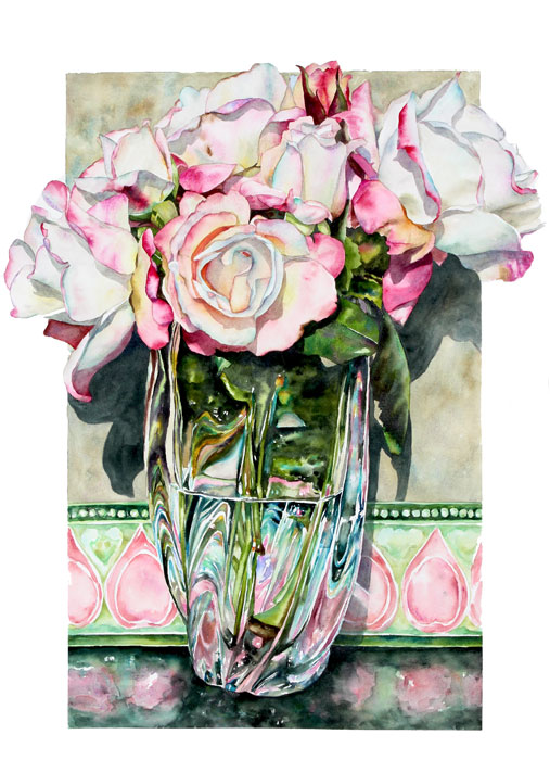 April In Paris rose watercolor by Sally Robertson