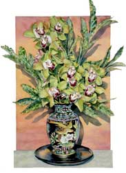 Cymbidium & Variegated Laurel