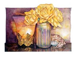 Sally Robertson botanical print of Golden Celebration Rose